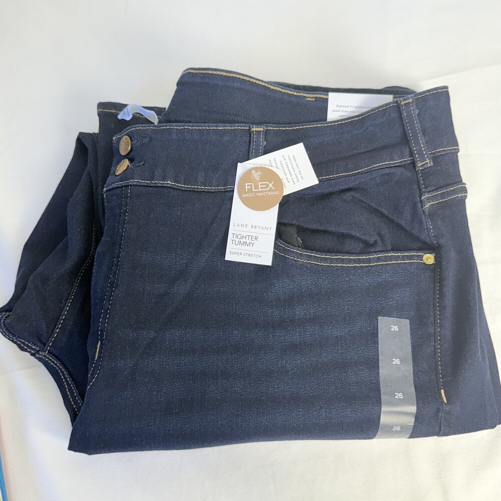 NWT Lane Bryant Womens Dark Blue Double Button Five Pocket Straight Leg Jeans 26 - Picture 7 of 13